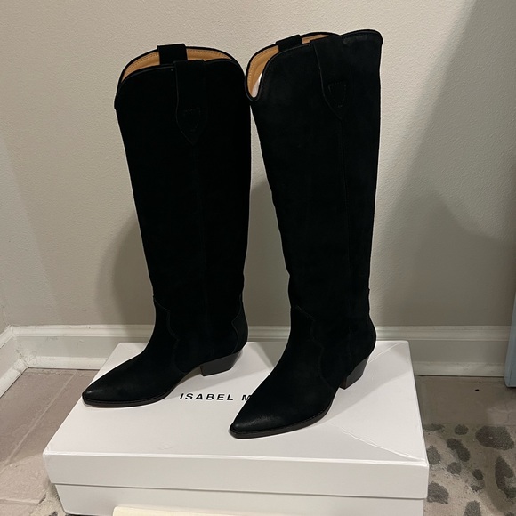 Isabel Marant Denvee tall suede pointed Western boots Black - Picture 6 of 8